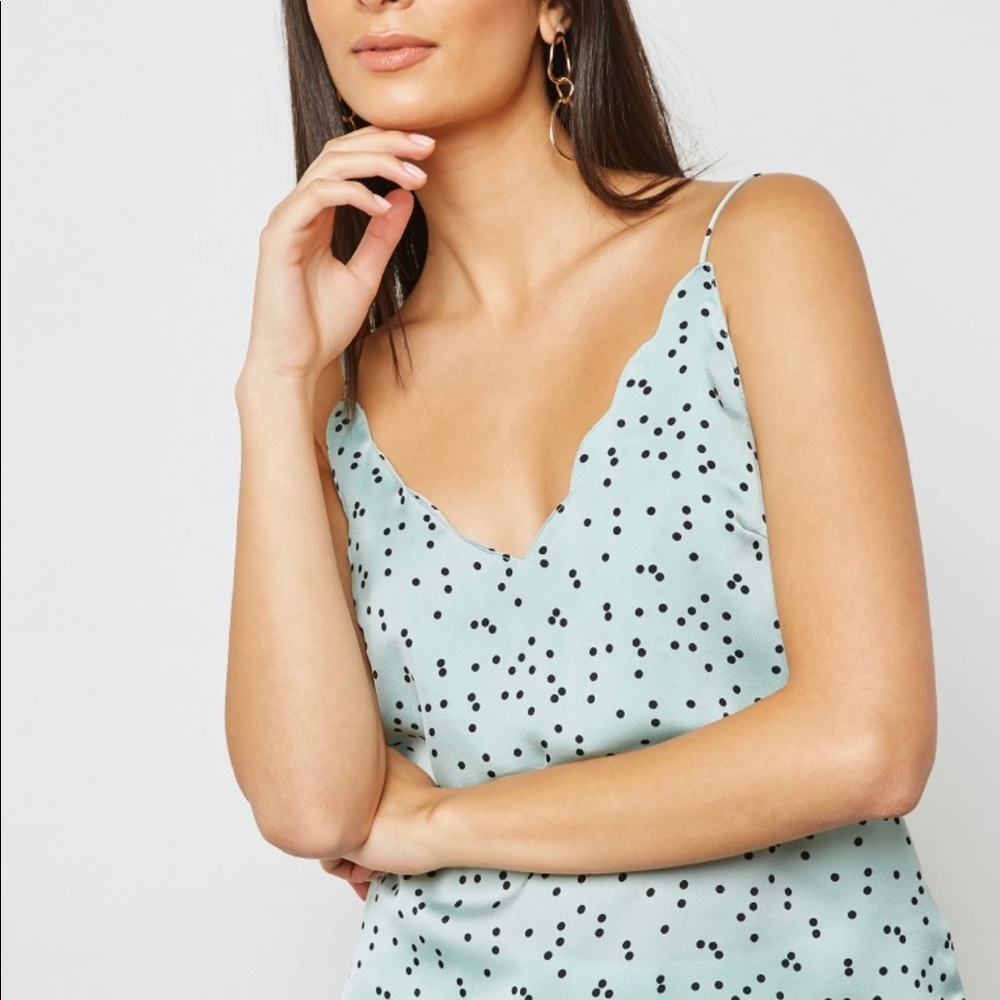Topshop- Mint green and black polka dot camisole